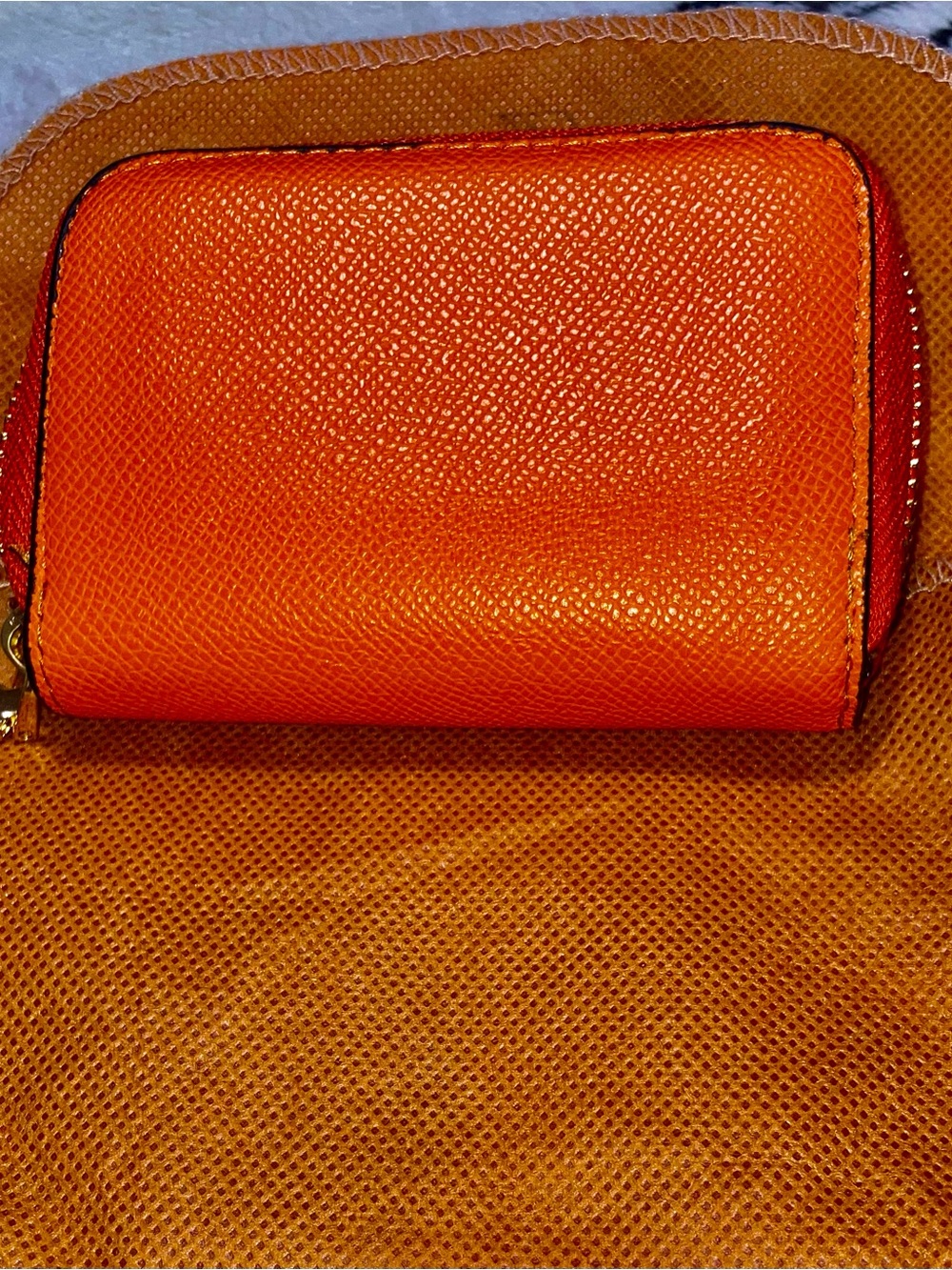 Orange Leather Zip Wallet Designer inspired - card holder